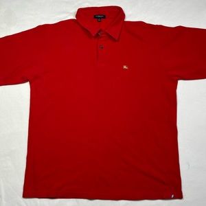 Burberry Polo Men’s Red Shirt with Golden Logo Sz Large